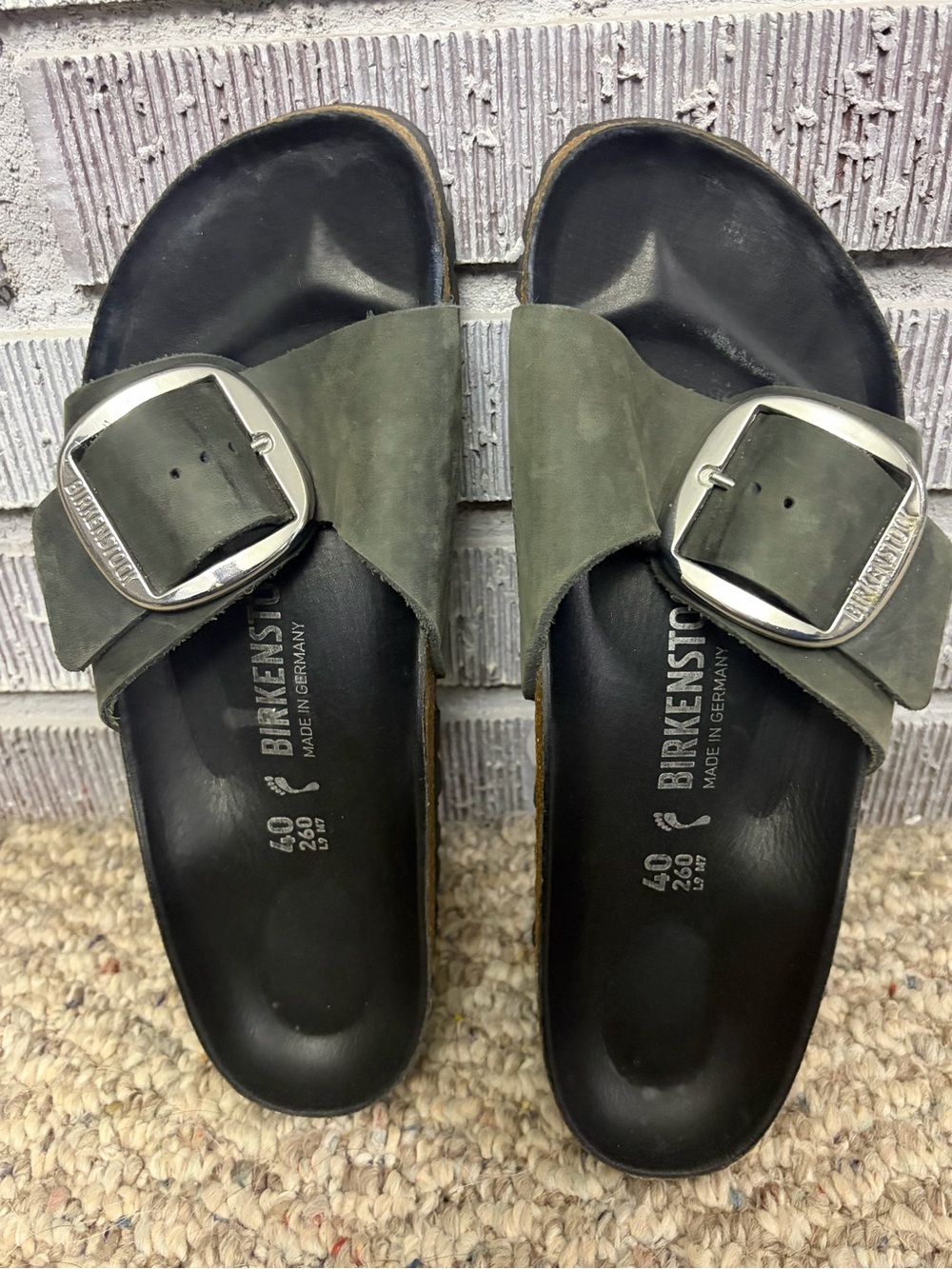 Birkenstock Madrid Suede Slide Sandals in Olive Green Women’s 40